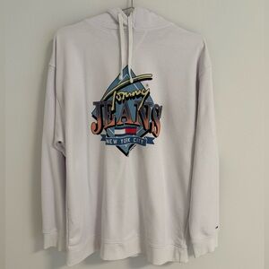 Tommy Jeans oversized logo hoodie in white